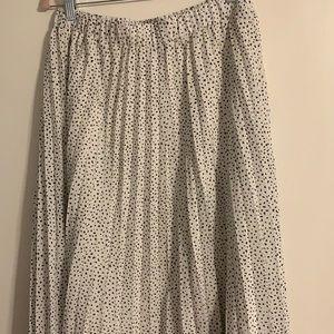 Pleated Polka Dot Midi Skirt